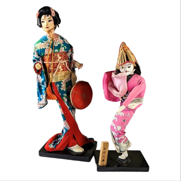 Vintage Japanese Geisha Dolls Sousaku Dancing Set of 2 - Picture 1 of 13